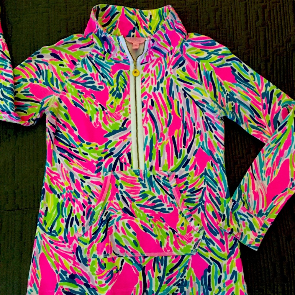 LILLY PULITZER xs extra small womens 1/2 zip popover with pocket detail